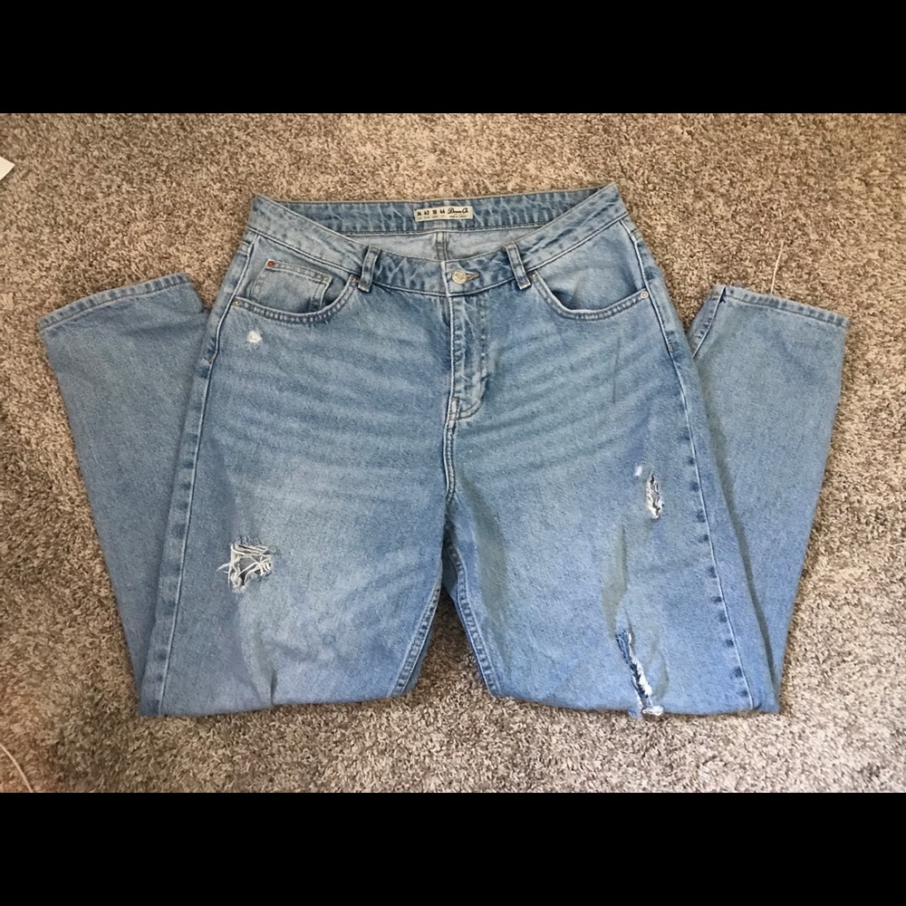 Denim Co. Distressed Mom Jeans